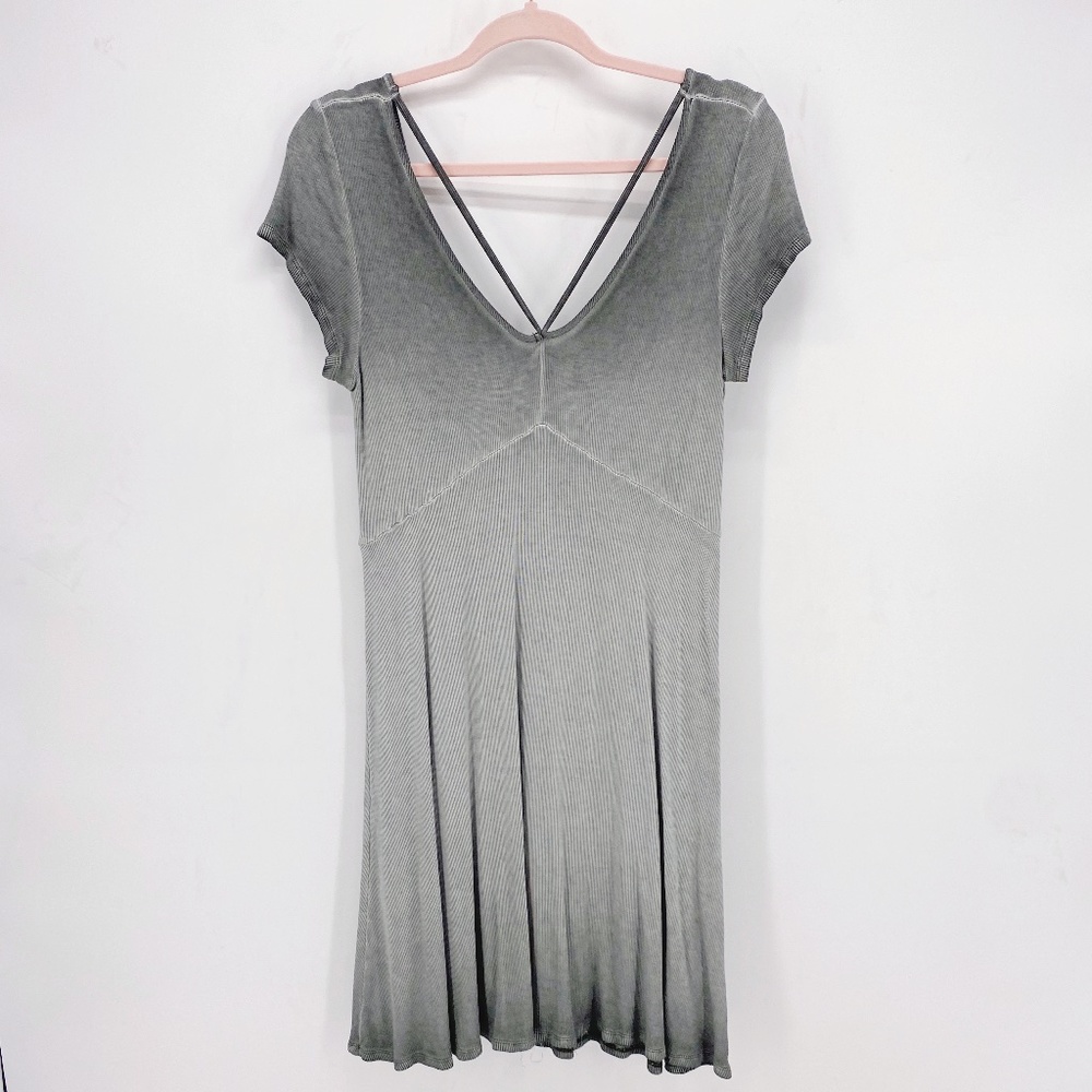 AEO Ombre Green Ribbed Strappy Swing Dress